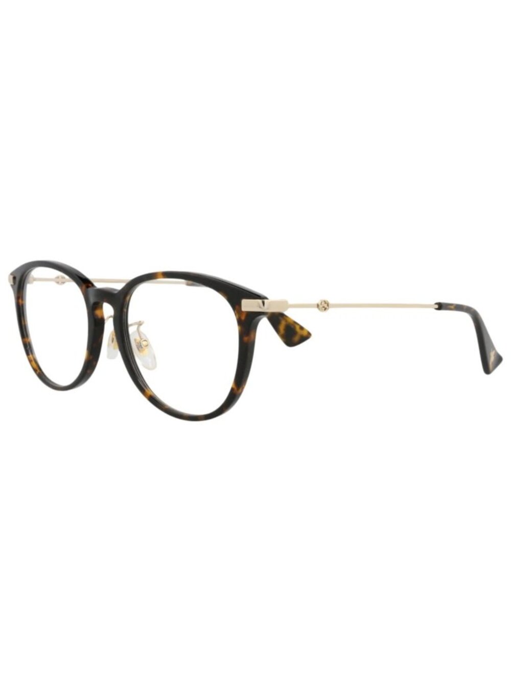 New Gucci Women's Eyeglasses Round Oval Acetate Frame Havana Gold Transparent